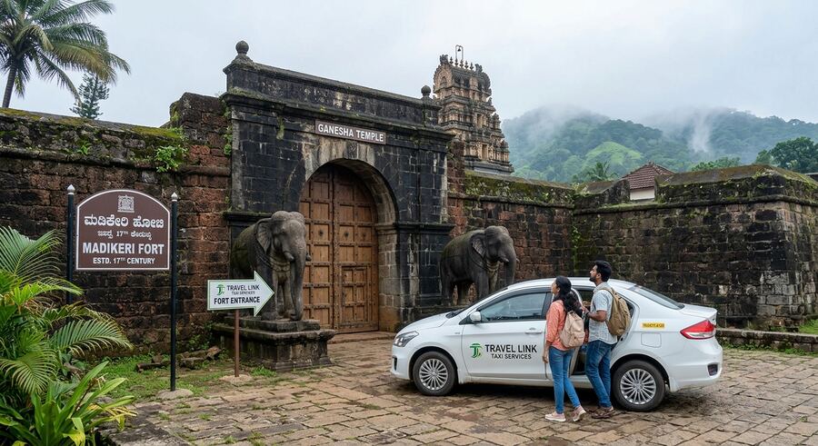Travel Link taxi entering Coorg, Madikeri